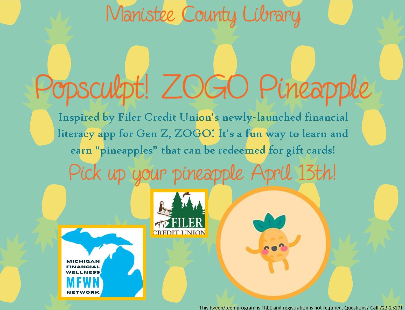 PopSculpt! Zogo Pineapple for Tweens & Teens Tuesday, April 13, 2021